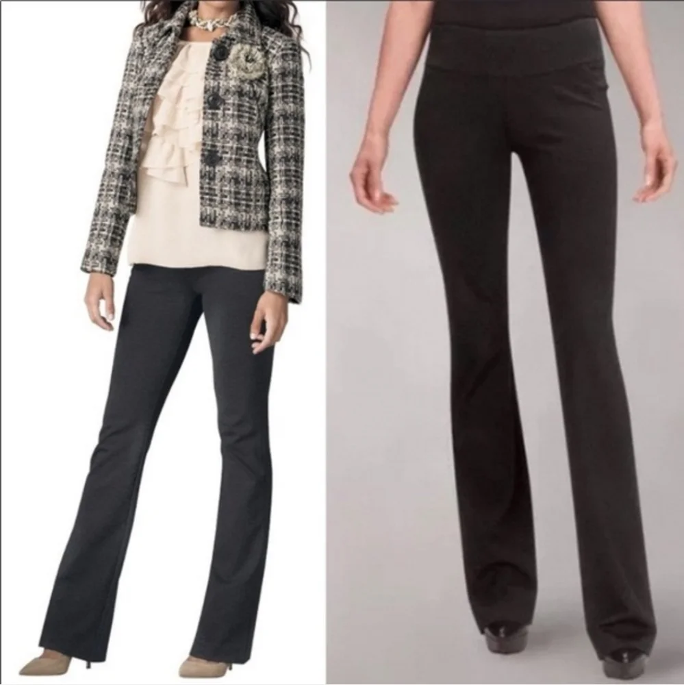 Cabi Black Rave Ponte Knit Pants Women's 10 #542R Back Zip Bootcut Trouser
